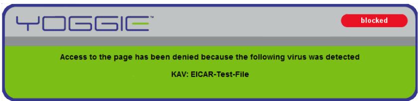 YOGGIE GATEKEEPER PICO - Pour passer le fichier de test de virus : - 1