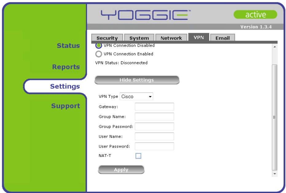 YOGGIE GATEKEEPER PICO - Pour configurer la connexion générique de RPV: - 2