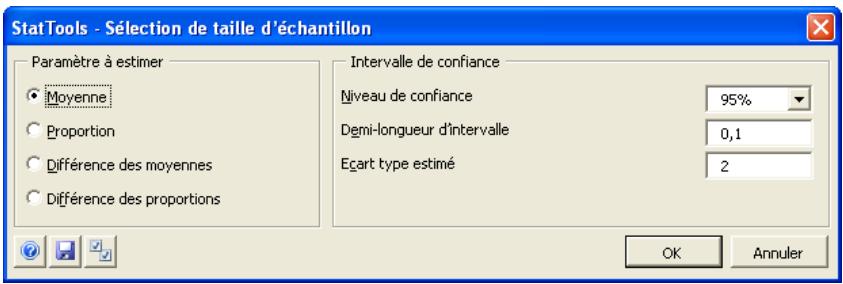 PALISADE STATTOOLS 5.5 - Déterminé la taille d'échantillon nécessaire au calcul des intervalles de confiance. - 1