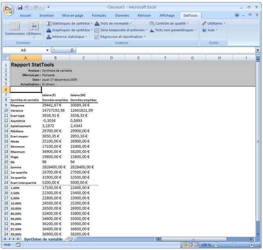 PALISADE STATTOOLS 5.5 - Calcule les statistiques de synthèse des variables. - 2