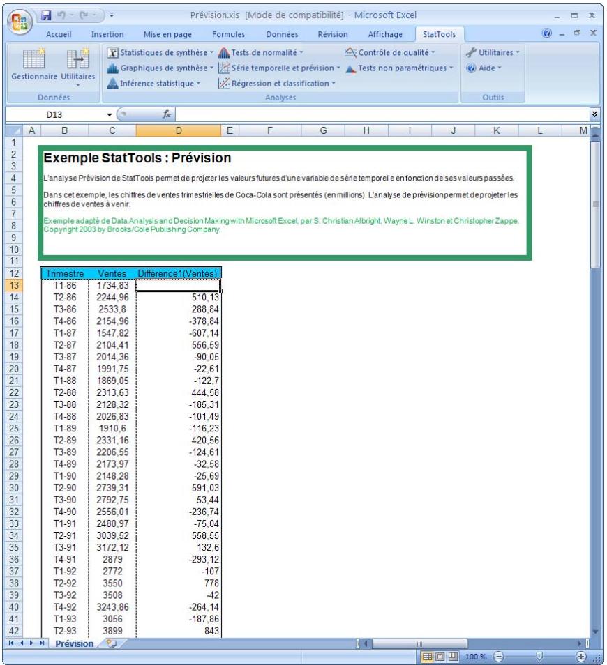 PALISADE STATTOOLS 5.5 - Crée des variables de différence au départ d'une variable originale. - 2