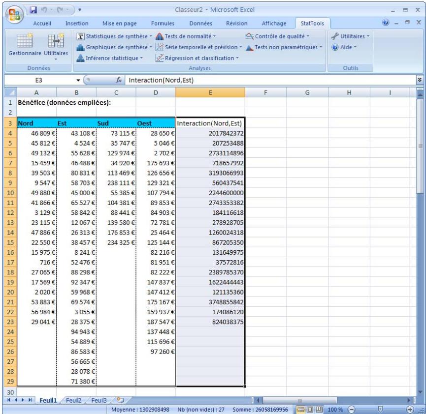 PALISADE STATTOOLS 5.5 - Ensemble de données avec variable d'interaction - 1