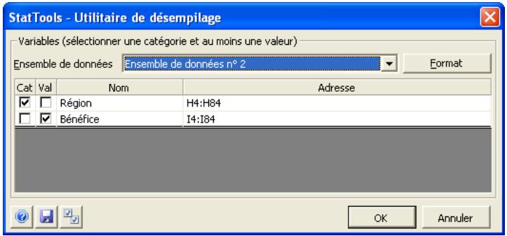PALISADE STATTOOLS 5.5 - Convert un ensemble de variables du format empilé au format désempilé. - 1