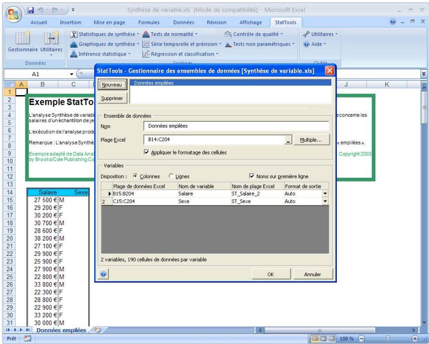 PALISADE STATTOOLS 5.5 - Ensembles de données et Gestionnaire des données - 1