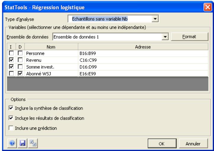 PALISADE STATTOOLS 5.5 - Effectue une analyse de régression logistique sur un ensemble de variables. - 1