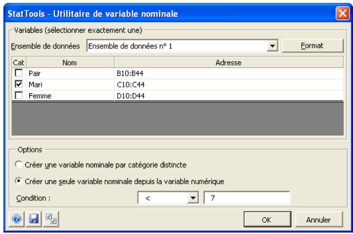PALISADE STATTOOLS 5.5 - Crée des variables nominales (dummy 0-1) basées sur des variables existantes. - 1