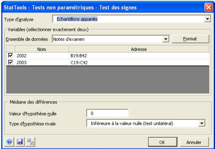 PALISADE STATTOOLS 5.5 - Boite de dialogue Test des signes - 1