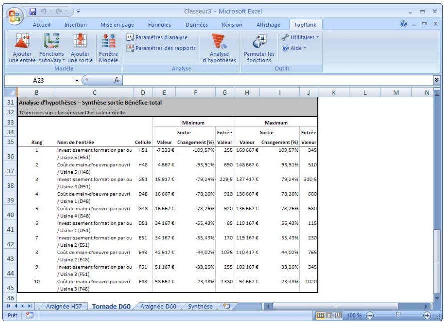 PALISADE TOPRANK 5.5 - Résultats de synthèse TopRank - 1