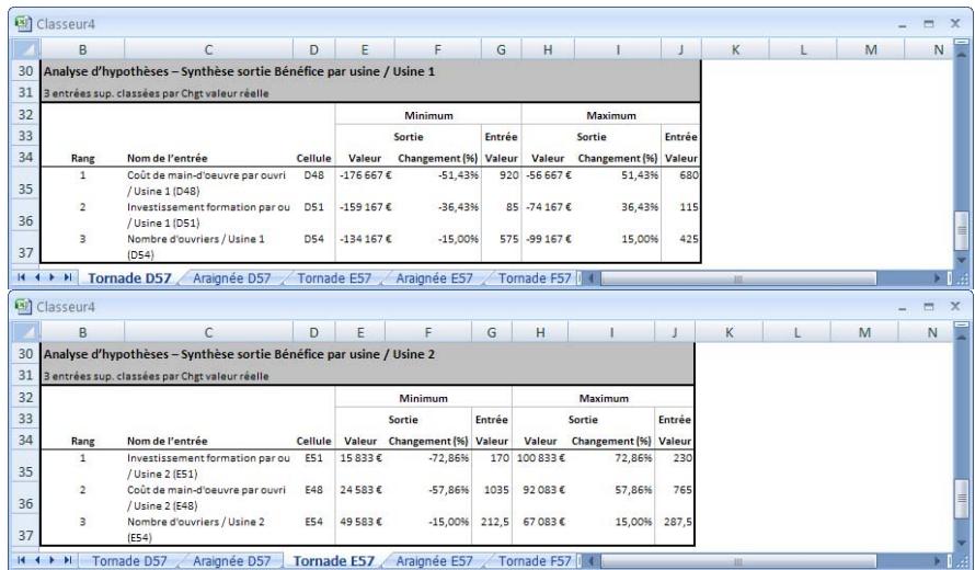 PALISADE TOPRANK 5.5 - Résultats d'analyse à deux sorties - 1