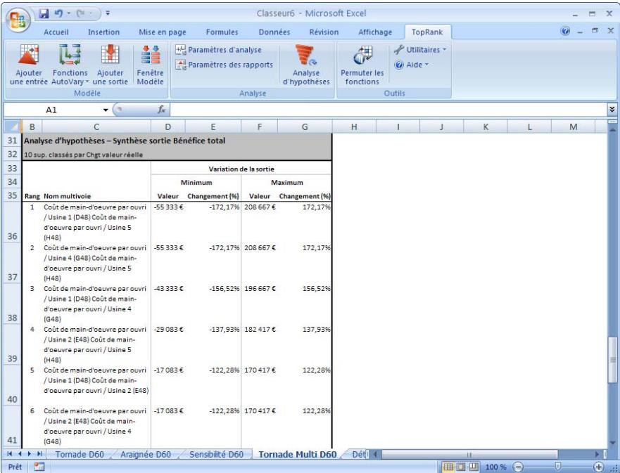 PALISADE TOPRANK 5.5 - Résultats d'une analyse d'hypothèses multivoie - 2