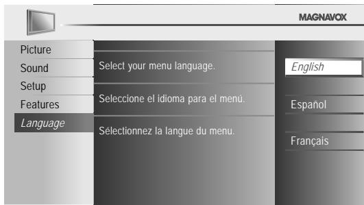 MAGNAVOX 22MF330B - Language Selection - 1