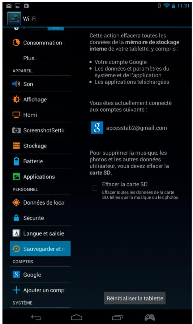 BIGBEN GAMETAB-ONE - Sauvegarde et réinitialisation - 1