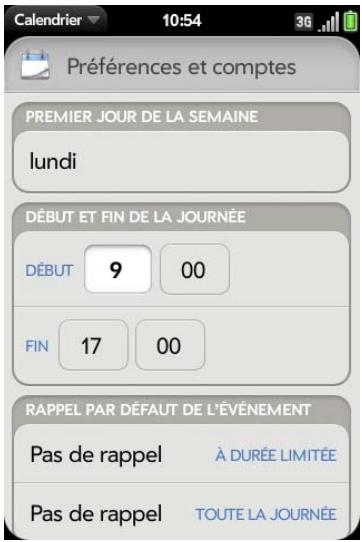 PALM PALM PRE 2 - Personnalisation de calendrier - 1