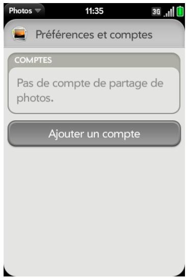PALM PALM PRE 2 - Configuration d'un compte de photos en ligne sur votre téléphone - 1