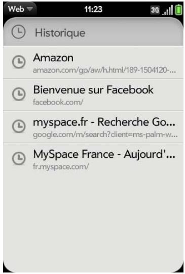 PALM PALM PRE 2 - Retour à des pages web précédemment consultées - 1