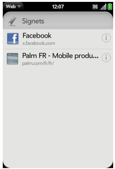 PALM PALM PRE 2 - Ouverture d'une page importante un signet - 1