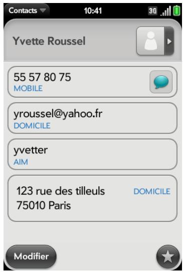 PALM PALM PRE 2 - Communication avec un contact - 1