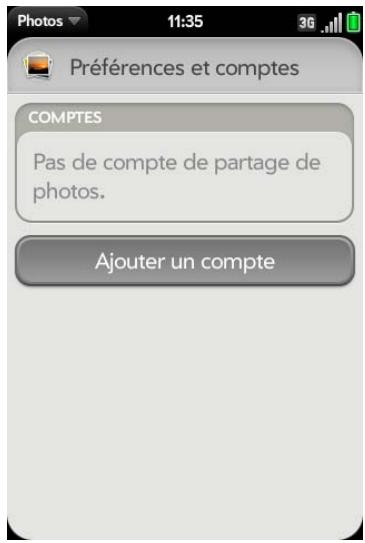 PALM PALM PRE PLUS - Configuration d'un compte de photos en ligne sur votre téléphone - 1