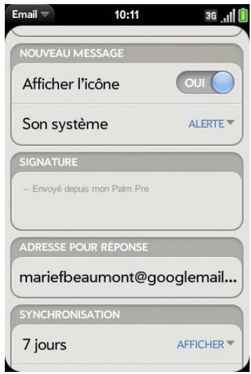 PALM PALM PRE PLUS - Ajout d'une signature aux messages sortants - 1