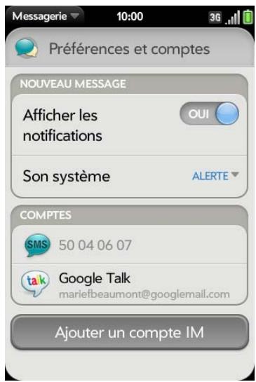 PALM PALM PRE PLUS - Activation et désactivation des notifications de la messagerie - 1