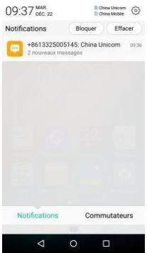 HISENSE C1 - Ouverture du panneau des notifications - 1