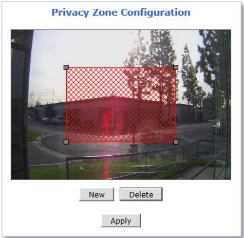 Privacy Zone Configuration New Delete Apply