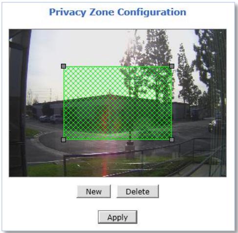 Privacy Zone Configuration New Delete Apply