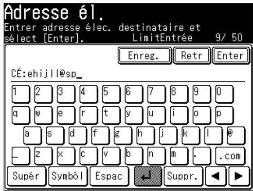 MURATEC F560 - Saisir une adresse e-mail en utilisant le clavier QWERTY - 1
