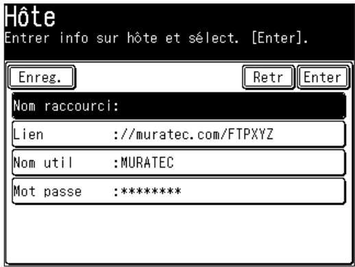 MURATEC F560 - Enregistrement d'un serveur FTP vers un raccourci - 1