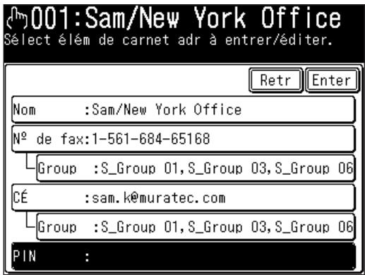 MURATEC F560 - Enregistrement dans le carnet d'adresses (Mode 1) - 1
