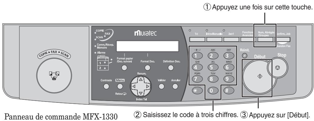 MURATEC MFX-1330 - Effacement d'un numéro abrégé - 1