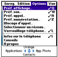 PALMOME TREO 600 - Sélection d'éléments de menu - 1