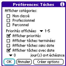 PALMOME TREO 600 - Personnalisation des préférences de la liste des tâches de votre calendrier - 1