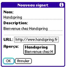 PALMOME TREO 600 - Création d'un signet - 1