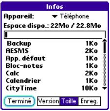 PALMOME TREO 600 - Utilisation d'Infos sur les applications - 1
