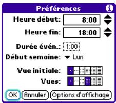 PALMOME TREO 600 - Personnalisation des préférences générales de votre calendrier - 1