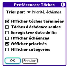 PALMOME TREO 600 - Personnalisation de la liste des tâches - 1