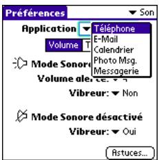 PALMOME TREO 600 - Sélection des tonalités de sonnerie et des tonalités d'alerte de messagerie - 1