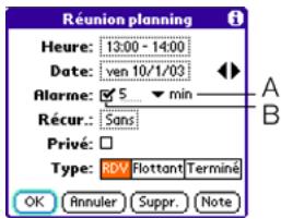 PALMOME TREO 600 - Ajout d'un rappel d'alarme à un événement - 1