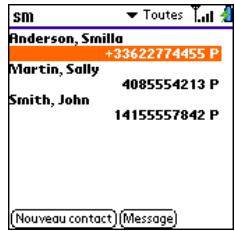 PALMOME TREO 600 - Recherche du nom - 1