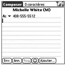 Composer 0 caractères Michelle White (M) A: ▼ 408-555-5512 Env. Ann. 🕒 Ajouter...