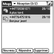 Msgs ▼ Réception (0/2) +447720381071 28/10 A plus tard. +447764751816 28/10 Bonjour jean! Nouveau Répondre Supprimer