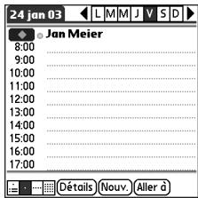 24 jan 03 Jan Meier 8:00 9:00 10:00 11:00 12:00 13:00 14:00 15:00 16:00 17:00 Détails (Nouv, Aller à)