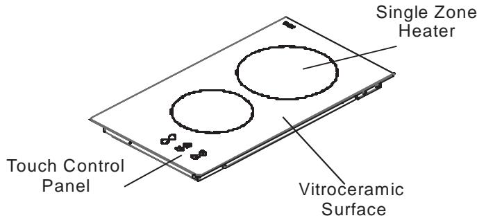 Single Zone Heater Touch Control Panel Vitroceramic Surface