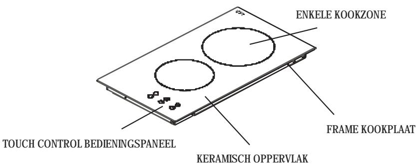 ENKELE KOOKZONE FRAME KOOKPLAAT TOUCH CONTROL BEDIENINGSPANEEL KERAMISCH OPPERVILAK