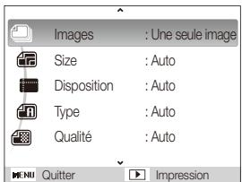 Images : Une seule image Size : Auto Disposition : Auto Type : Auto Qualité : Auto QUitter Impression