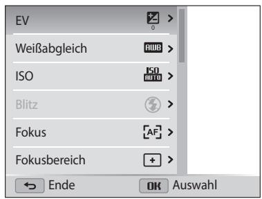 SAMSUNG WB2100 - Beispiel: Auswahler einer Weißabgleichsoption im Programmmodus: - 2