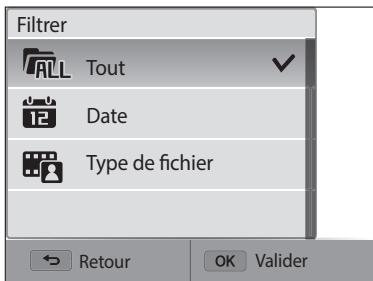 SAMSUNG WB250 - Affichage des fichiers par catégorie - 1