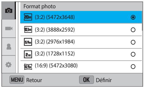 SAMSUNG NX3000 - Ex. : définir le format photo en mode P - 2