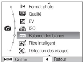 SAMSUNG PL 120 - Ex : sélection d'une option de balance des blancs dans le mode Programme. - 2